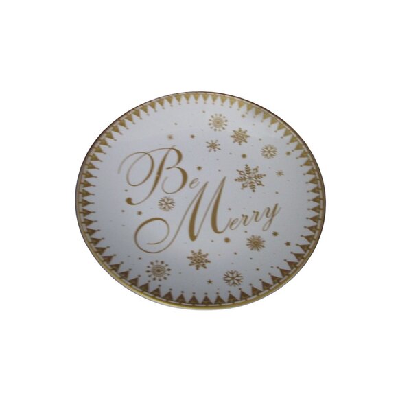 Be Merry Festive Holiday Gold 222 Fifth Small Plates Set of Four GUC - Picture 2 of 15